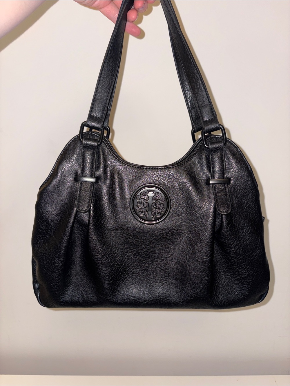 Classic Black Leather Shoulder Bag